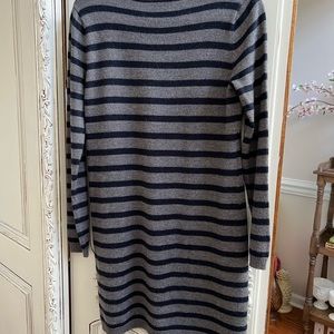 Women's LOFT - Grey/Dark Navy sweater dress with long sleeves - size L